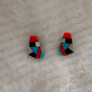 Navajo native american turquoise inlay earrings